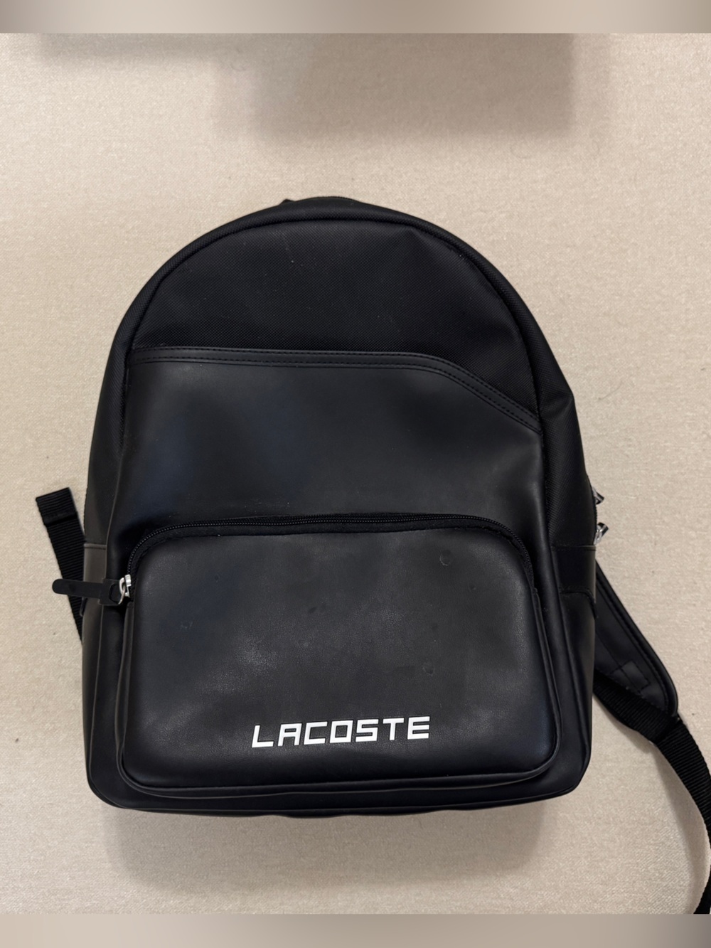 Lacoste Black Men's Compact Backpack with Front Pocket